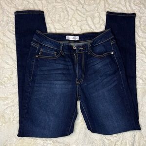 KanCan jeans, midrise, dark wash skinny jeans.